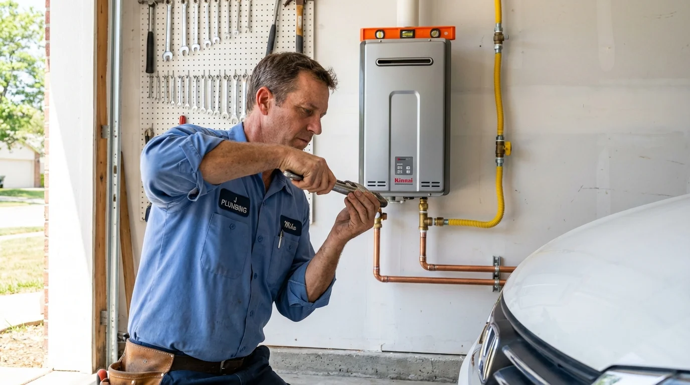 Tankless water heater installation by a Johns Plumbing LLC plumber in Grandview